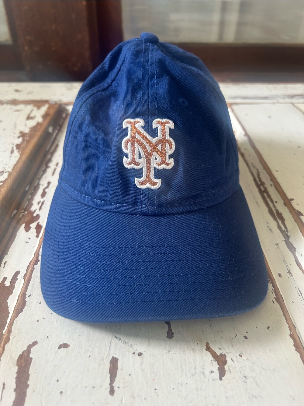 New Era New York Mets Hat Women's Adjustable Blue Script Logo Baseball Cap MLB